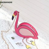 Embroidered Flamingo Chain Purse Women's Shoulder Bag Mini Messenger Bag