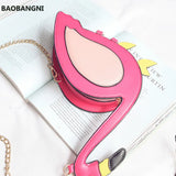 Embroidered Flamingo Chain Purse Women's Shoulder Bag Mini Messenger Bag