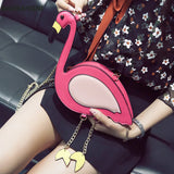Embroidered Flamingo Chain Purse Women's Shoulder Bag Mini Messenger Bag