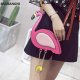 Embroidered Flamingo Chain Purse Women's Shoulder Bag Mini Messenger Bag