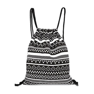 Ethnic Style Digital Printing Lady Bundle Mouth Backpack