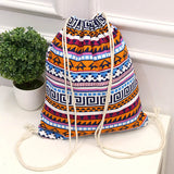 Ethnic Style Digital Printing Lady Bundle Mouth Backpack