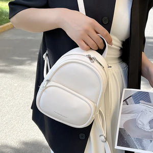 Small Pu Leather Backpack Portable Pouch Bag