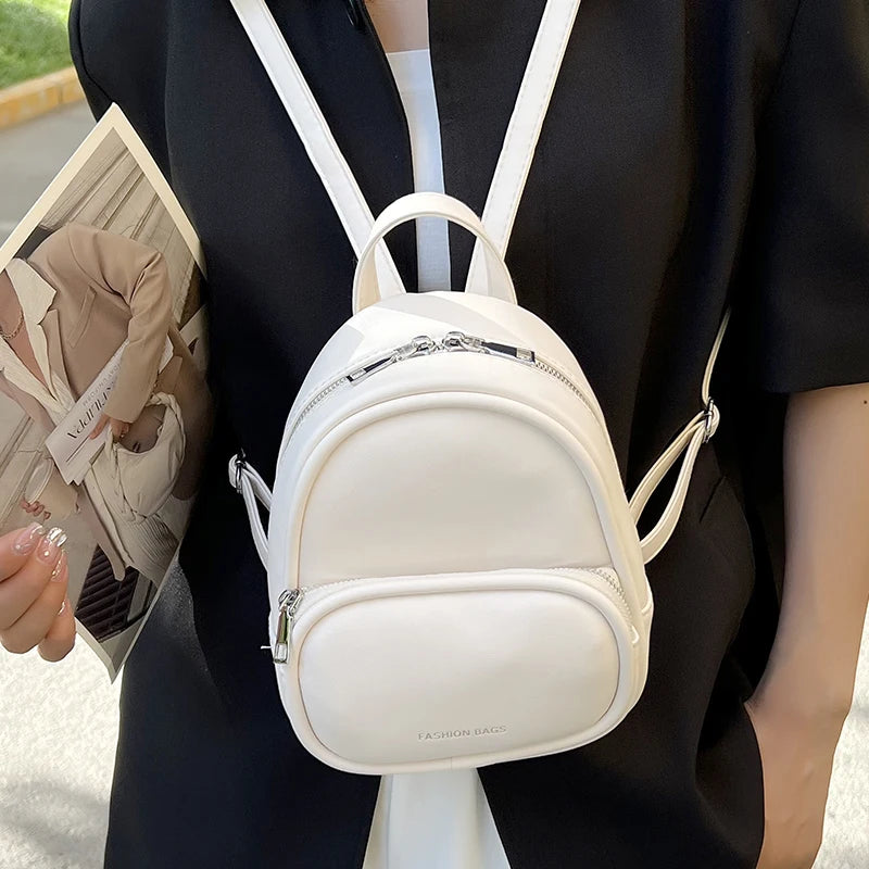 Small Pu Leather Backpack Portable Pouch Bag