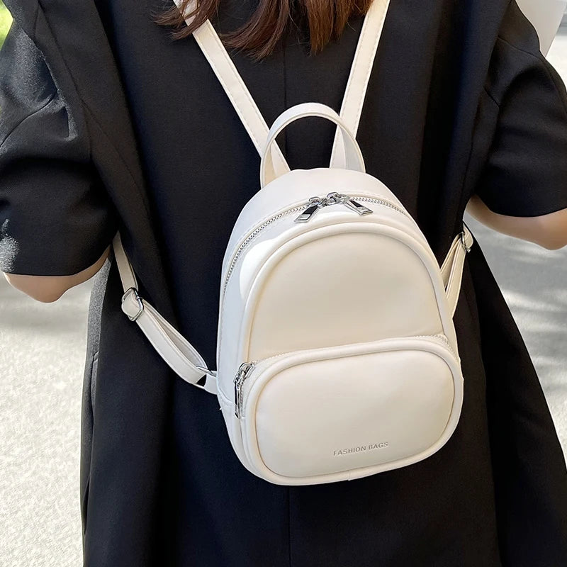 Small Pu Leather Backpack Portable Pouch Bag