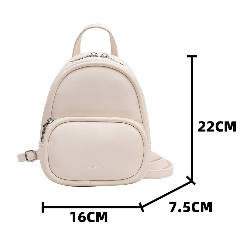 Small Pu Leather Backpack Portable Pouch Bag