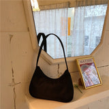 Purple Women Hobos Underarm Bag Retro Nylon Shoulder Bags Small Tote Clutch