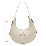 Half Moon Shoulder Bag Small Pu Leather Woven Bag Underarm Handbag
