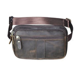 Men's Leather Crossbody Sling Bag Travel Waist Belt Bag 342