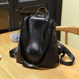 Women Backpack Large Capacity School Bag with Hair Ball