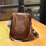 Women Backpack Large Capacity School Bag with Hair Ball