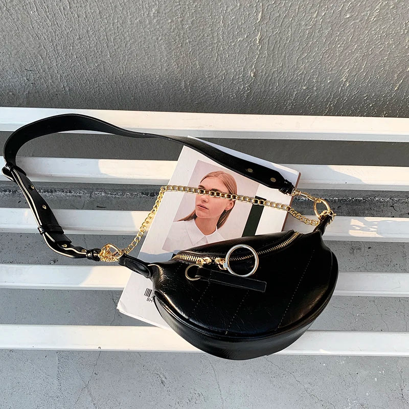 PU Leather Chain Crossbody Bags For Women Small Shoulder Messenger Bag