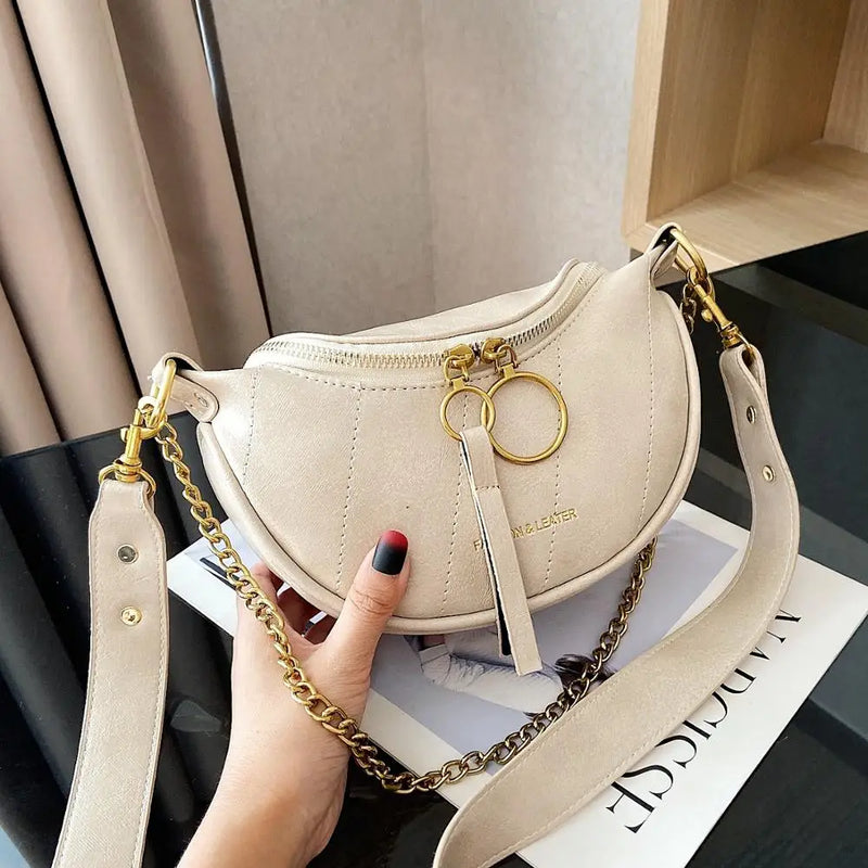 Women's PU Leather Crossbody Bag Small Shoulder Messenger Handbag with Chain