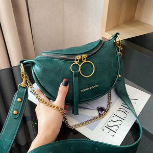 Women's PU Leather Crossbody Bag Small Shoulder Messenger Handbag with Chain