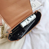 Women Small Saddle Bag PU Leather Solid Chain Lady Shoulder Bag