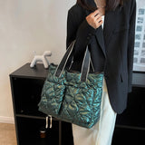 Quilted Cotton Padded Nylon Messenger Bag Women Ladies Crossbody Bags Totes