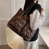 Quilted Cotton Padded Nylon Messenger Bag Women Ladies Crossbody Bags Totes