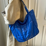 Quilted Large Tote Women Shoulder Bags Big Handle Handbags Soft Pu Leather Bag