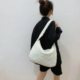 Quilted Nylon Large Capacity Girl Shoulder Hand Bucket Bag