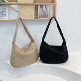 Quilted Shopper Bag Nylon Shoulder Tote Purse Handbag