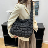 Quilted Shoulder Bag For Women Pleated Cloud Bag LightWeight Large Cap