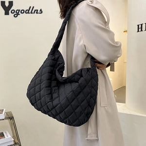 Quilted Women's Nylon Hobo Bag Large Capacity Handbags and Purse