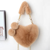 Rabbit Plush Heart-shaped Women's Handbag