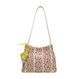 Rainbow Woven Shoulder Bag Women Large Capacity Texture Beach Bags