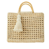 Rattan Hollow Handbag Natural Straw Tote Lady Shoulder Bag