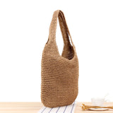Rattan Wicker Woven Female Handbags Large Capacity Summer Beach Straw Bags