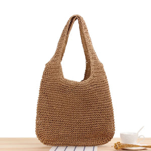 Rattan Wicker Woven Female Handbags Large Capacity Summer Beach Straw Bags