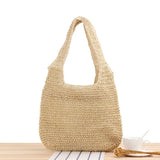 Rattan Wicker Woven Female Handbags Large Capacity Summer Beach Straw Bags
