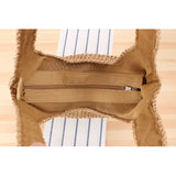 Rattan Wicker Woven Female Handbags Large Capacity Summer Beach Straw Bags