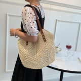 Rattan Women Shoulder Bags Straw Woven Handbags Large Capacity