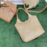 Rattan Women Shoulder Bags Straw Woven Handbags Large Capacity