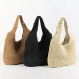 Rattan Women Shoulder Bags Wicker Woven Handbags Large Capacity Straw Beach Tote