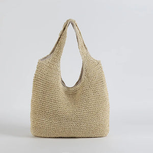 Rattan Women Shoulder Bags Wicker Woven Handbags Large Capacity Straw Beach Tote