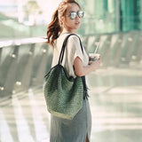 Rattan Women Shoulder Bags Wicker Woven Handbags Large Capacity Tote Purses