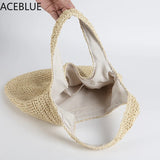 Rattan Women Shoulder Bags Woven Handbags Large Capacity Straw Bag