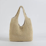 Rattan Women Shoulder Bags Wicker Woven Handbags Large Capacity Straw Beach Tote