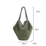 Rattan Women Shoulder Bags Wicker Woven Handbags Large Capacity Tote Purses