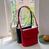 Red Shoulder Bag Women PU Leather Crossbody Flap Messenger Satchel Handbag Tote