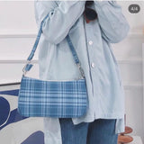 Red Grid Shoulder Bag Women Bag Crossbody Messenger Tote