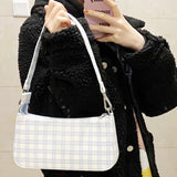 Red Grid Shoulder Bag Women Bag Crossbody Messenger Tote