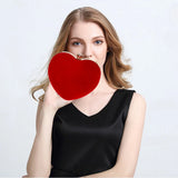 Red Heart Shaped Diamonds Evening Bag Chain Shoulder Purse Clutch