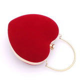 Red Heart Shaped Diamonds Evening Bag Chain Shoulder Purse Clutch