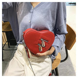 Red Love Heart Shape Shoulder Bag Crossbody Chain