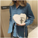 Red Love Heart Shape Shoulder Bag Crossbody Chain