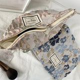 Relief Flowers Print Cosmetic Bag Canvas Washing Bag Large Capacity