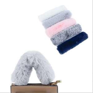 Fluffy Fur Purse Strap Handle Winter Warm Wide Bag Chain Belt Plush Shoulder